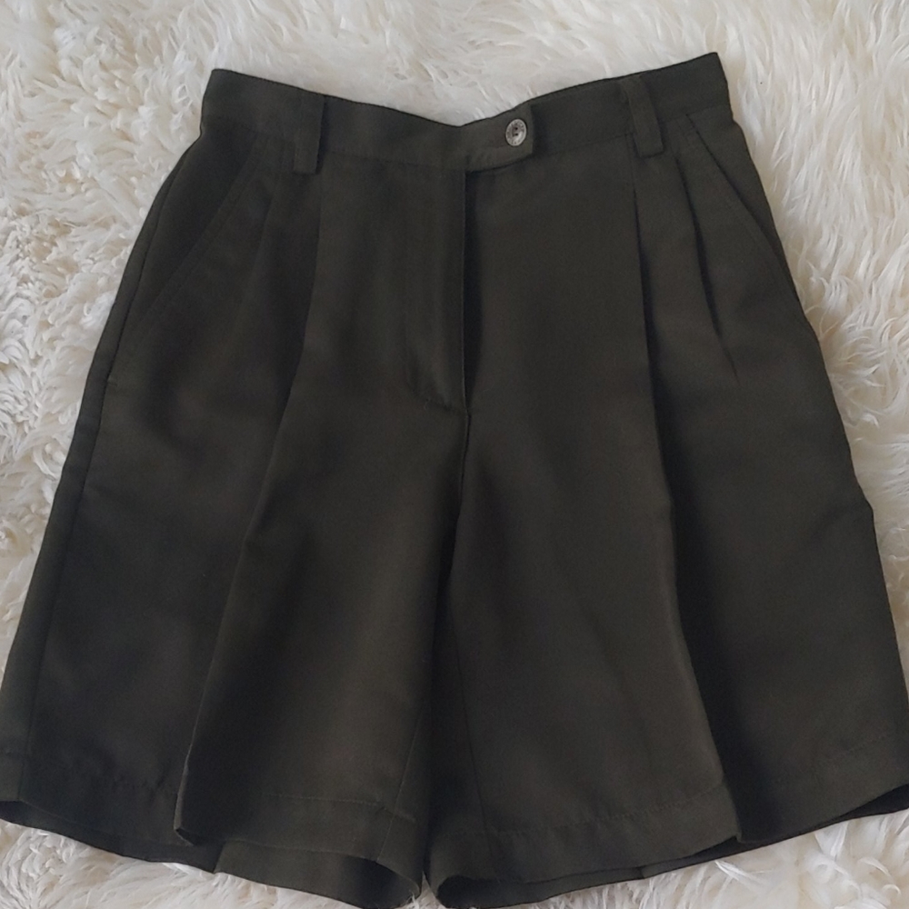 High Waist Liz Claiborne Petite Olive Green Shorts